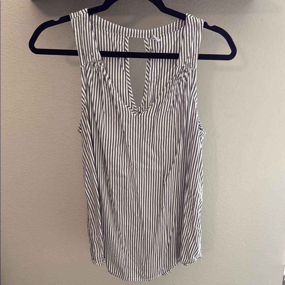 Striped Sleeveless Top - Blue and White